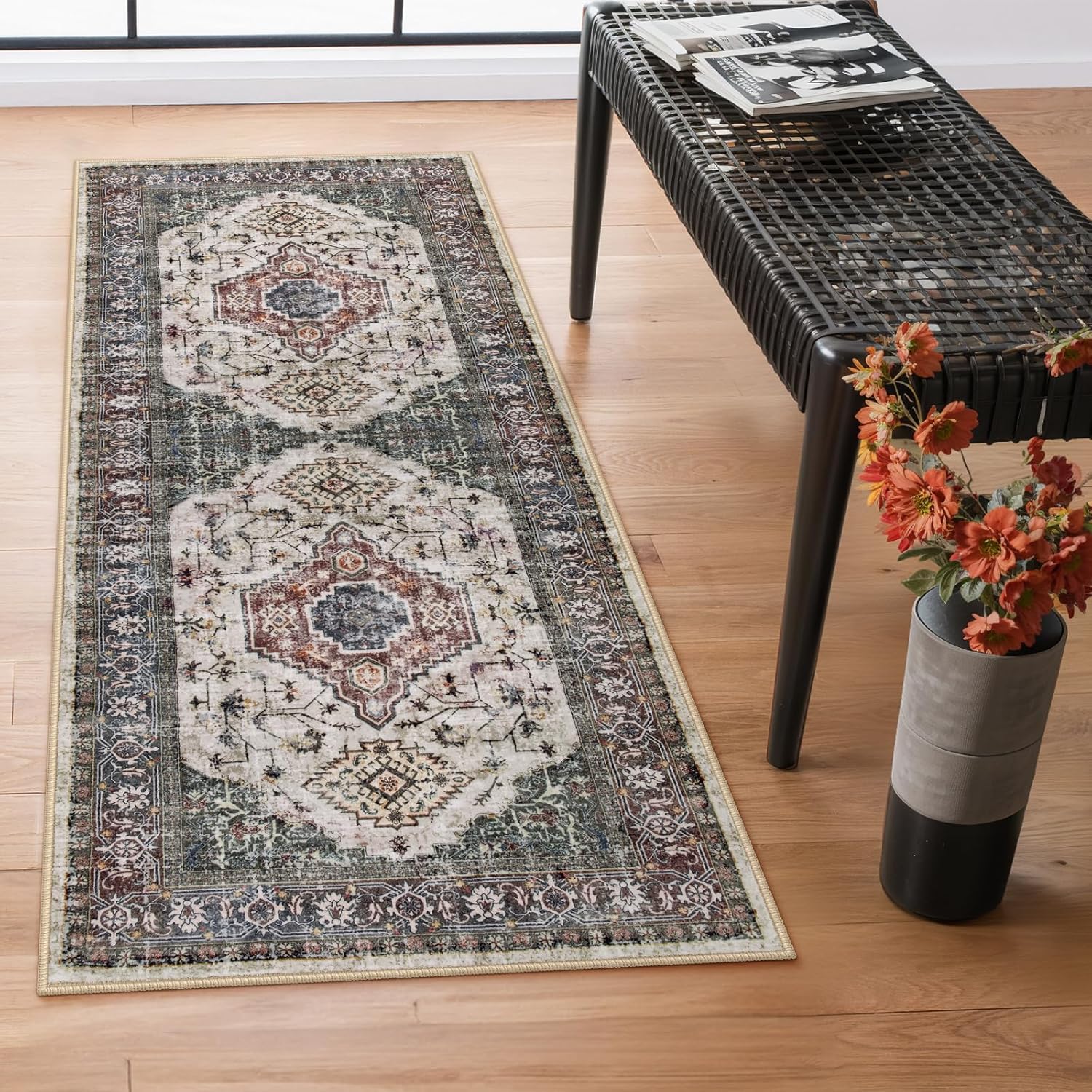 Lahome Oriental Washable Hallway Runner Rug for High Traffic Areas