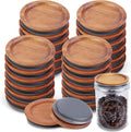 24Pack Wide Mouth Mason Jar Lids Bamboo Wooden Airtight Seals