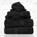 Egyptian Cotton Pile 6 Piece Towel Set Black - Thick Plush Luxury