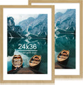 24x36 Poster Frame Set of 2 - Rustic Wood Design for Photos