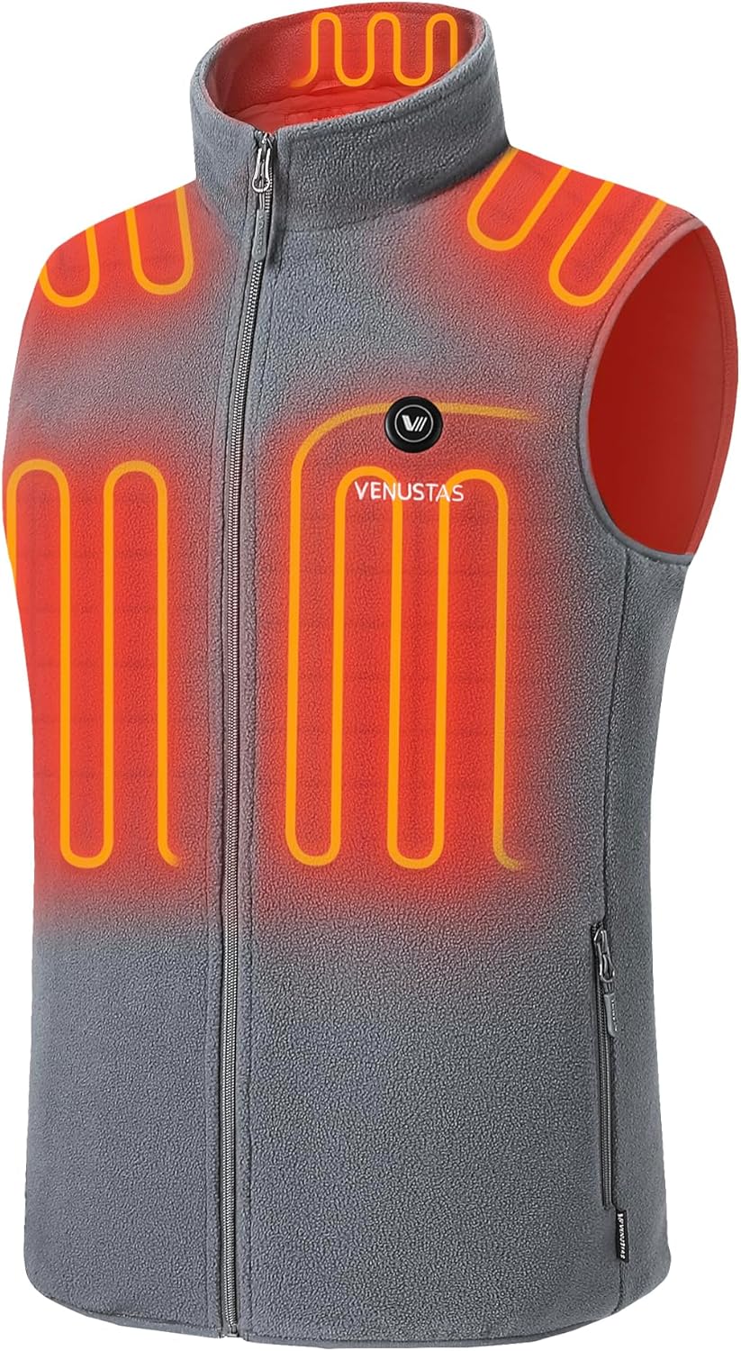 Venustas Men's Fleece Heated Vest: Ultimate Warmth and Comfort