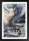 Frame Amo 23x33 Black Solid Wood Poster Frame with White Mat