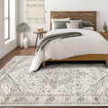 Boho 6x9 Area Rug Vintage Floral Low-Pile Rug for Living Room