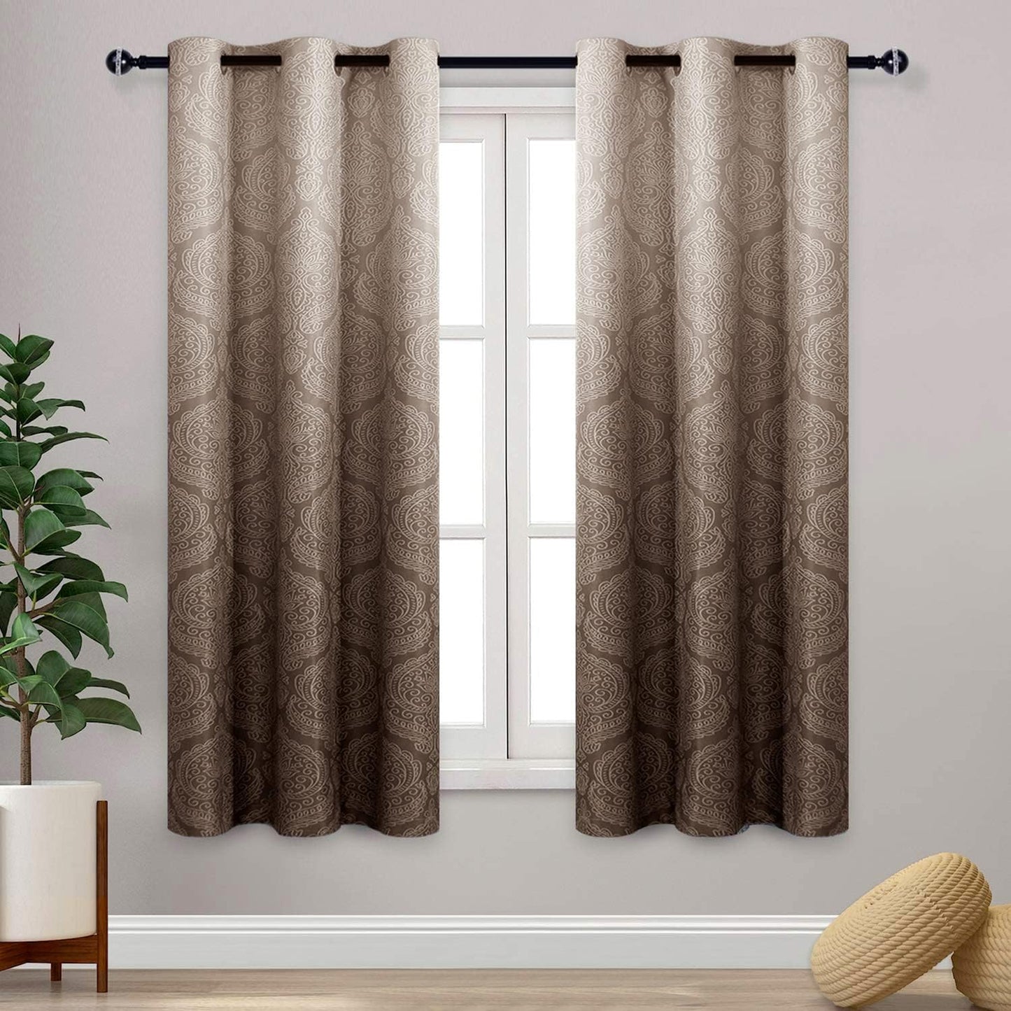 DWCN Ombre Blackout Curtains - Elegant Damask Thermal Insulated