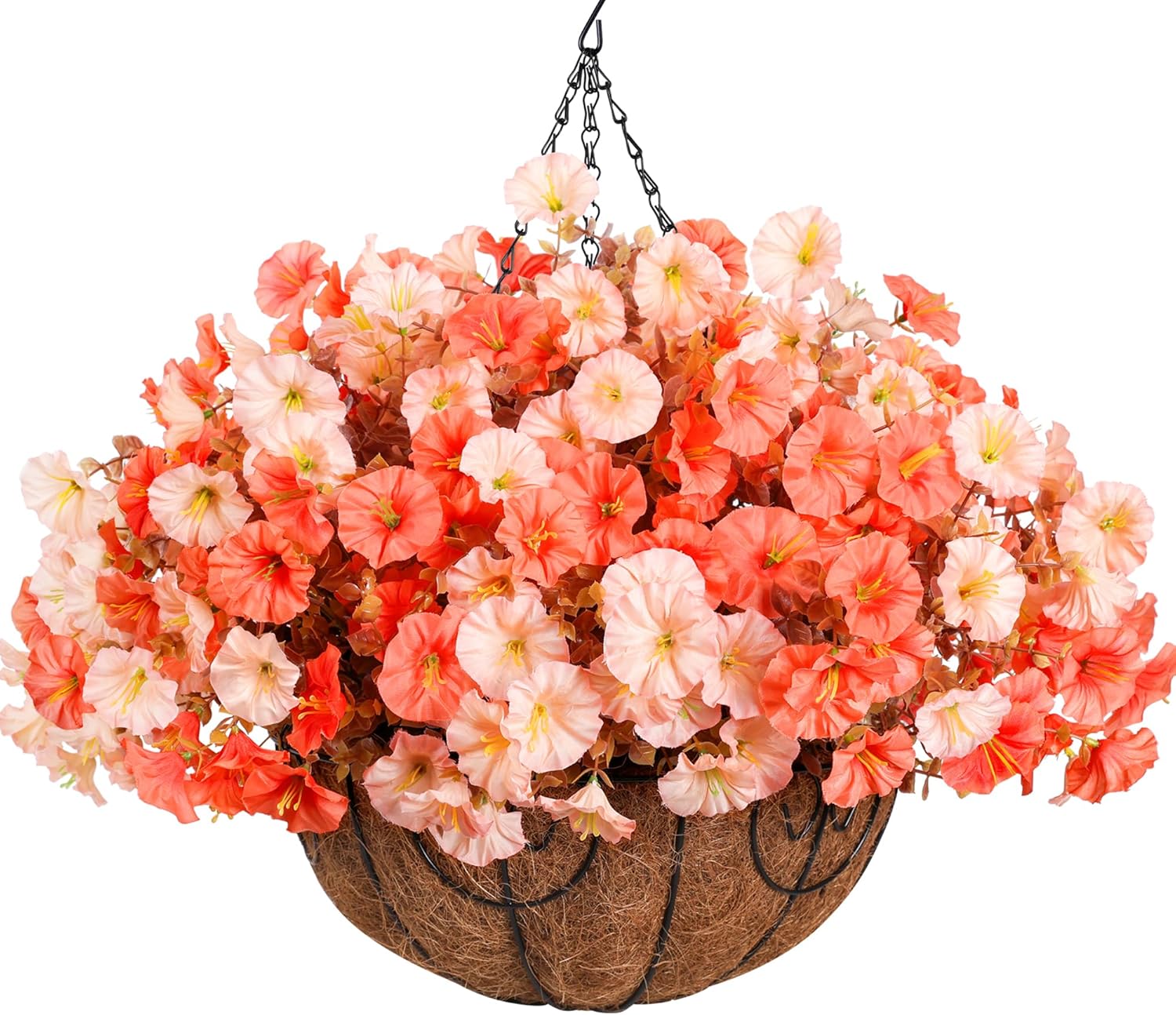 Artificial Fake Hanging Flowers with Basket for Fall Decor
