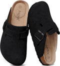 Asgard Women's Suede Clogs Leather Mules with Cork Footbed - Comfort