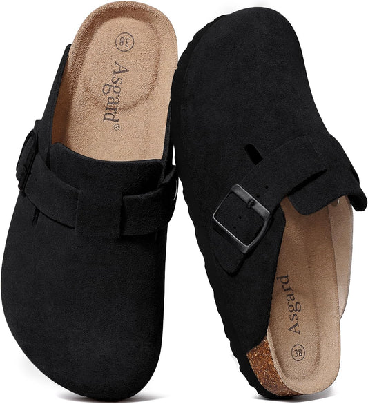 Asgard Women's Suede Clogs with Comfort Cork Footbed for Style