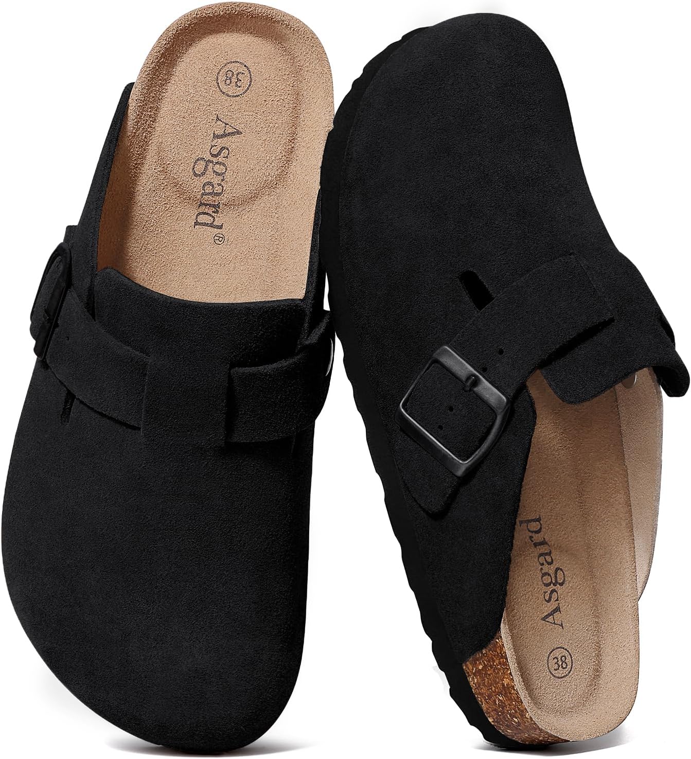 Asgard Women's Suede Clogs with Comfort Cork Footbed for Style