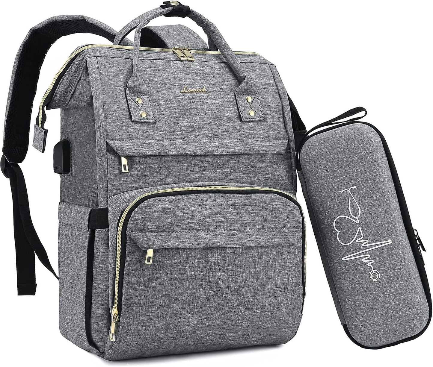 LOVEVOOK Nurse Backpack with Stethoscope Case and USB Port