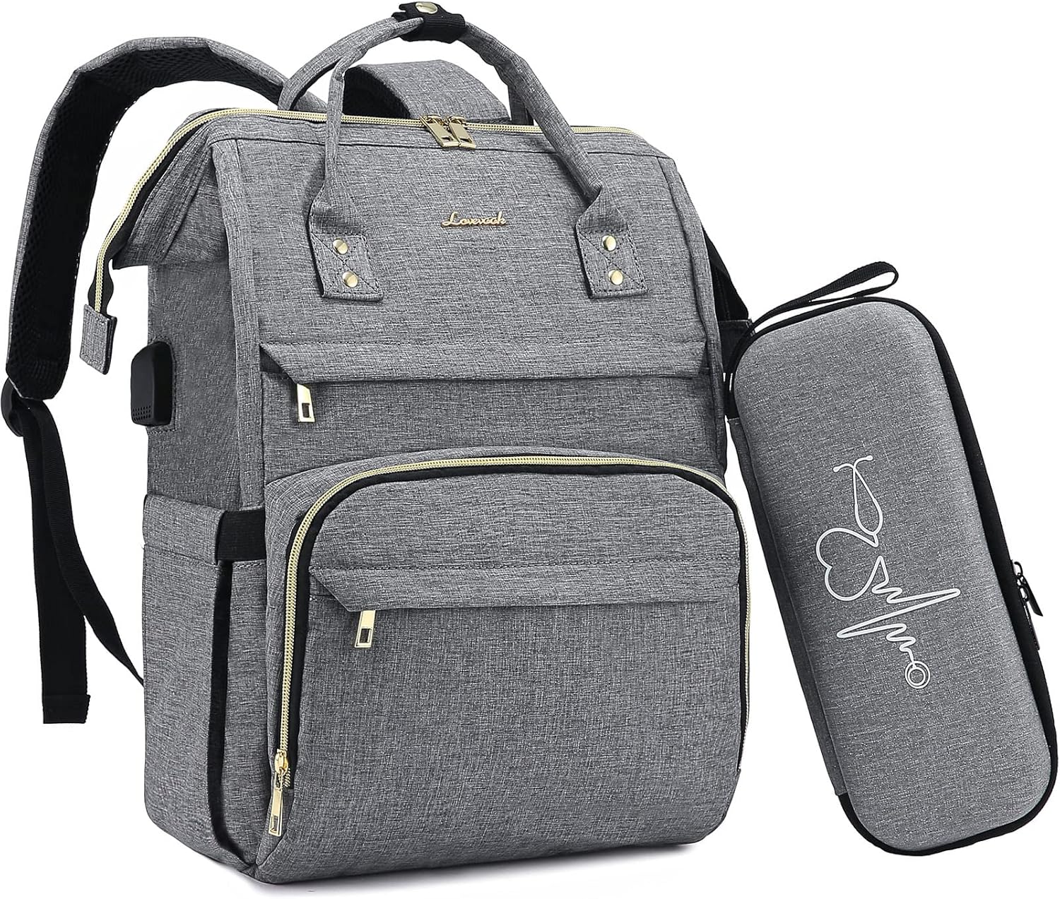 LOVEVOOK Nurse Backpack with Stethoscope Case and USB Port