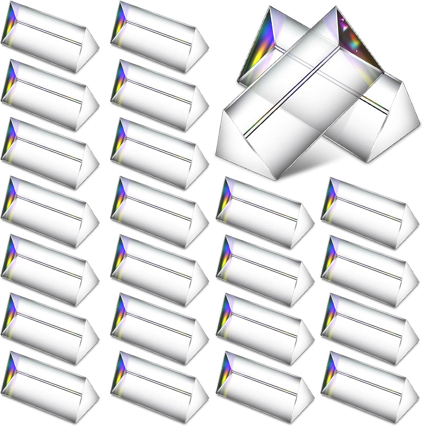 24 Pack Clear Triangular Prisms for Photography and Teaching