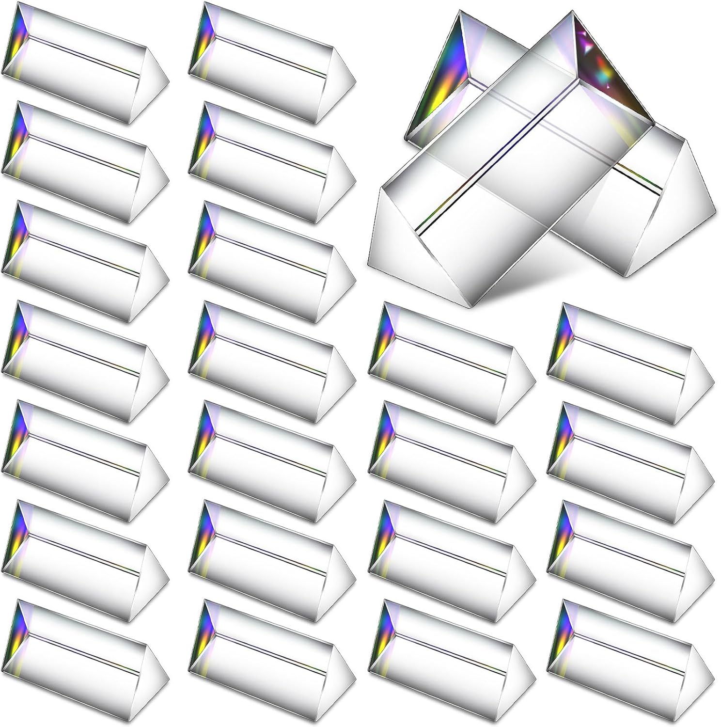 24 Pack Clear Triangular Prisms for Photography and Teaching