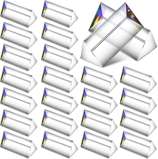 24 Pack Clear Triangular Prisms for Photography and Teaching