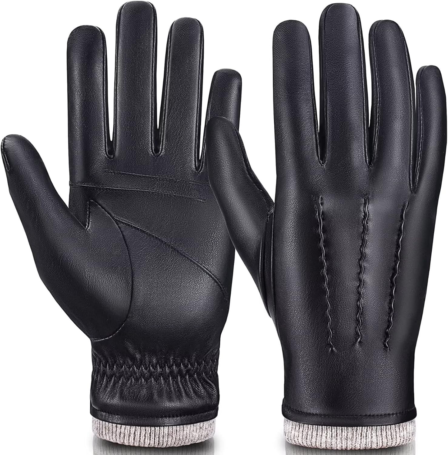 Touchscreen Leather Winter Gloves, Warm & Anti-slip - MAGILINK