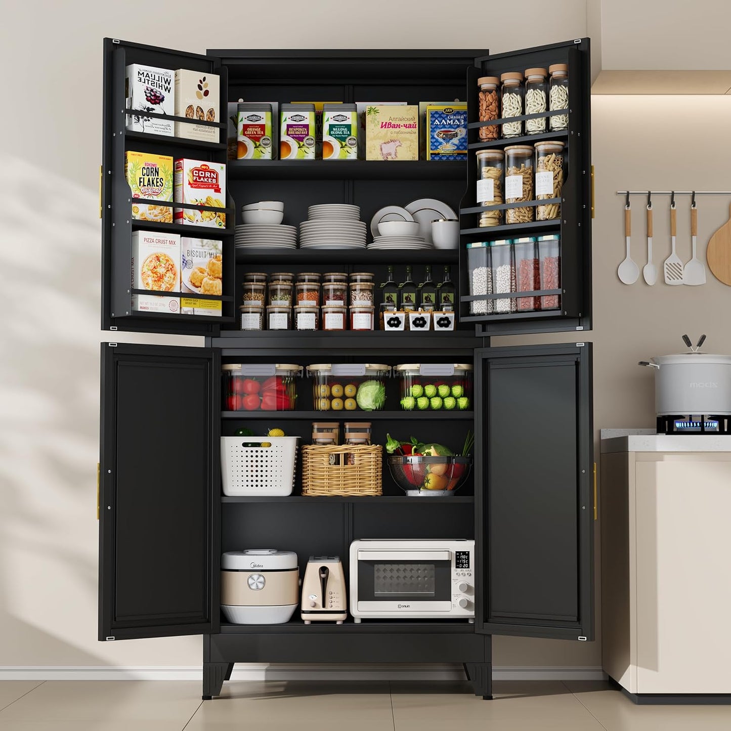 75 H Metal Storage Cabinet with Adjustable Shelves for Home