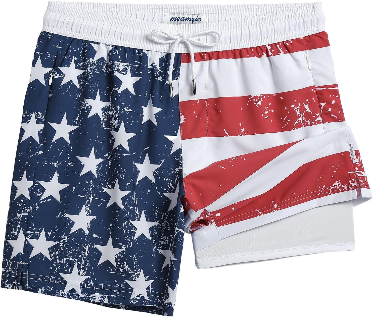 maamgic 7 Inch Mens Swim Trunks with Compression Liner