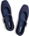 Square Toe Mary Jane Flats for Women Dressy Comfortable Knit - Work