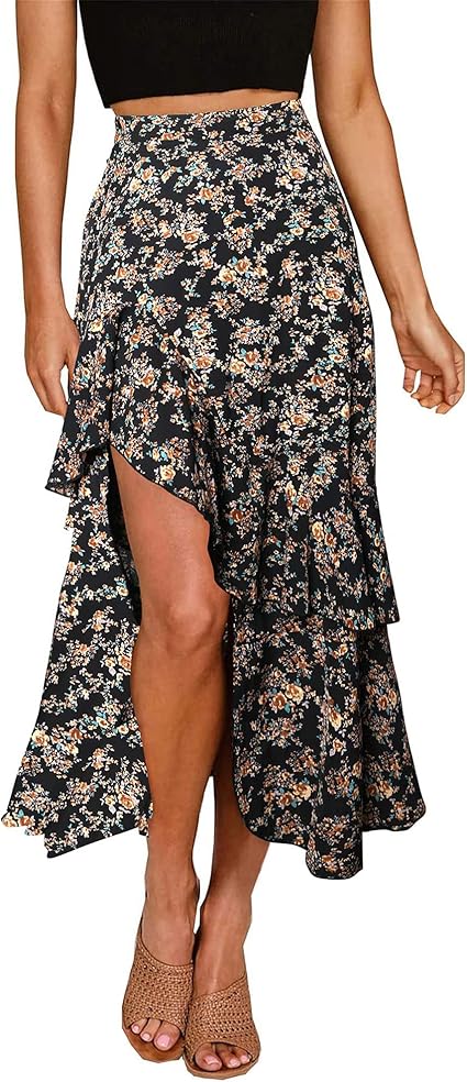 BTFBM Women Summer Boho Long Skirts Dress Floral Print Maxi