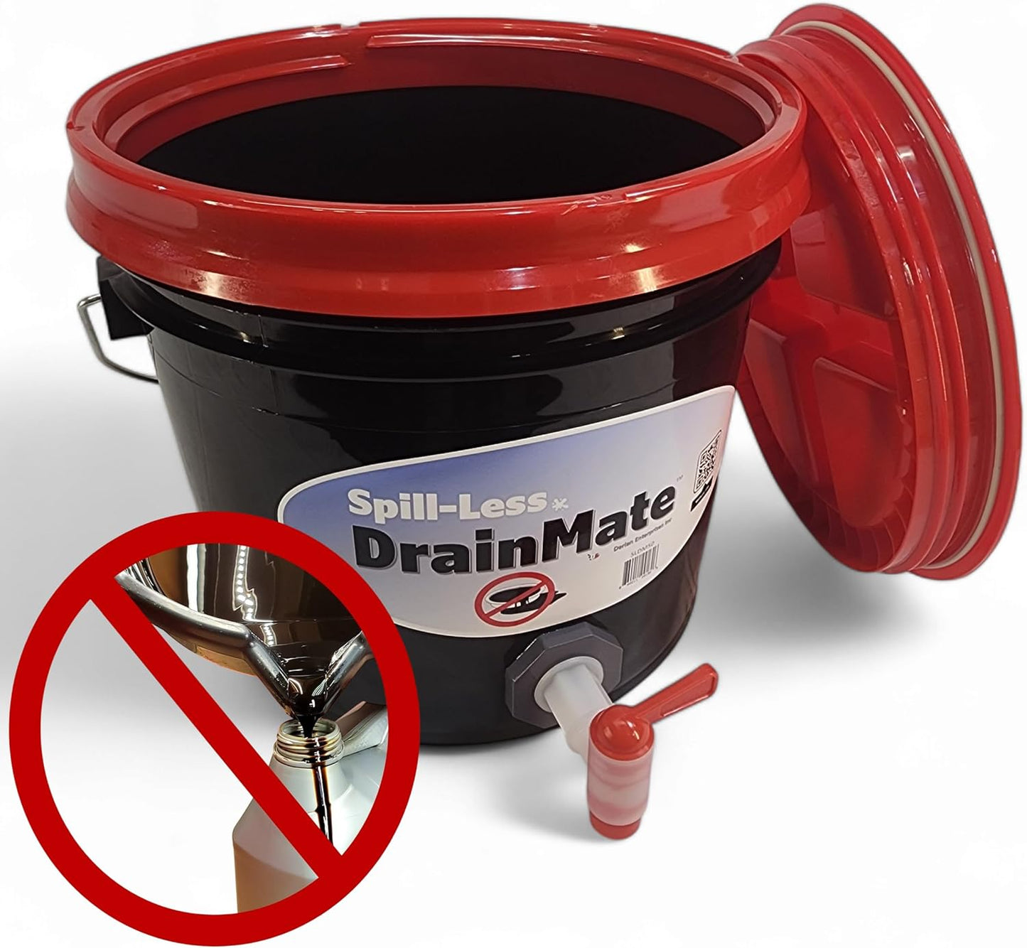 Spill-Less DrainMate 14 Quart Oil Drain Container for Easy Use
