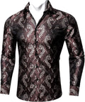 Barry.Wang Men Dress Shirt Paisley Flower Woven Silk - Regular Fit