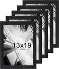 13x19 Picture Frame Set of 5 Black Wooded Frames - Clean Gallery