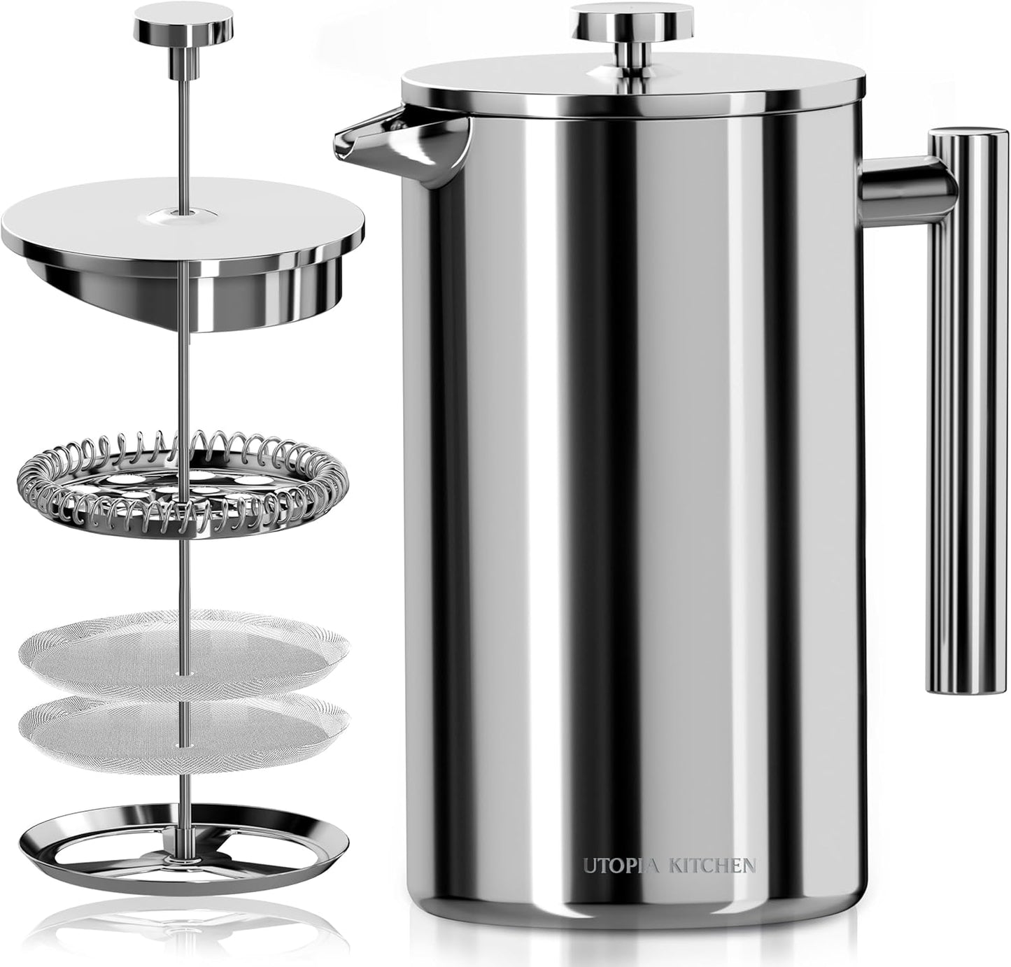 32oz Stainless French Press - Travel-Friendly Cold Brew & Tea Maker