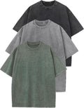 Flygo Oversized Men T Shirts 3 Pack Acid Washed - Loose Streetwear