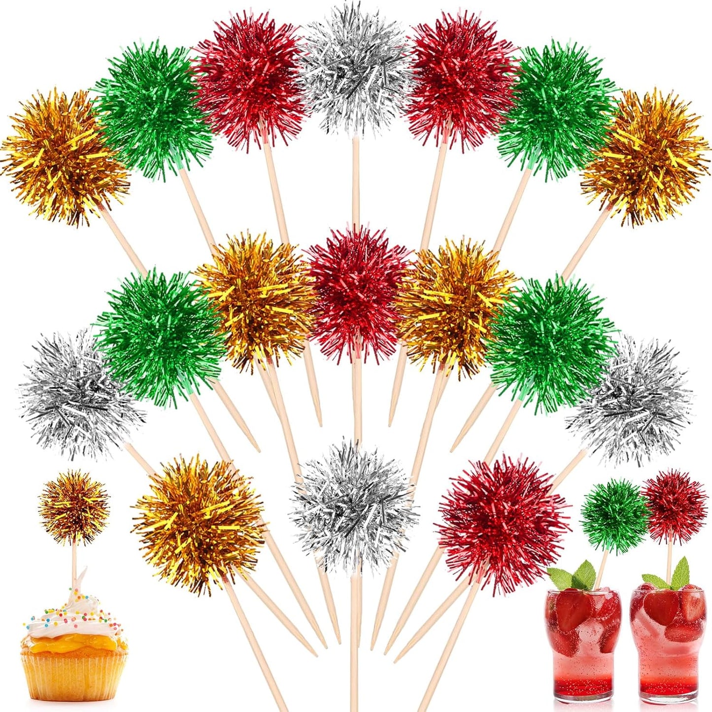 Sparkling Christmas Cupcake Toppers Set
