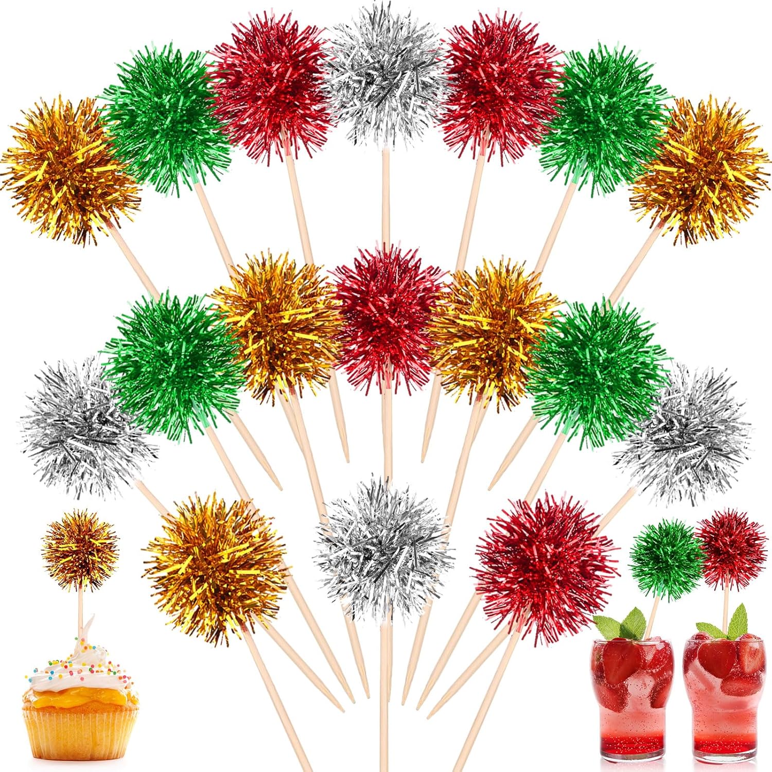 Sparkling Christmas Cupcake Toppers Set