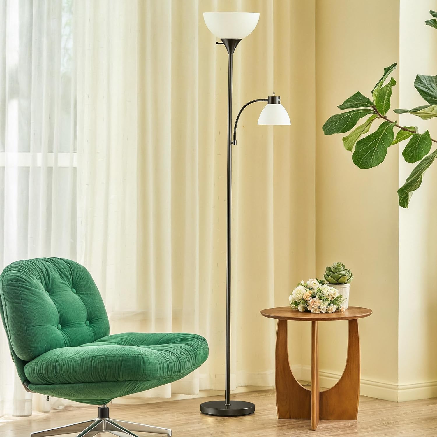 VONLUCE Torchiere Floor Lamp with Adjustable Reading Lights
