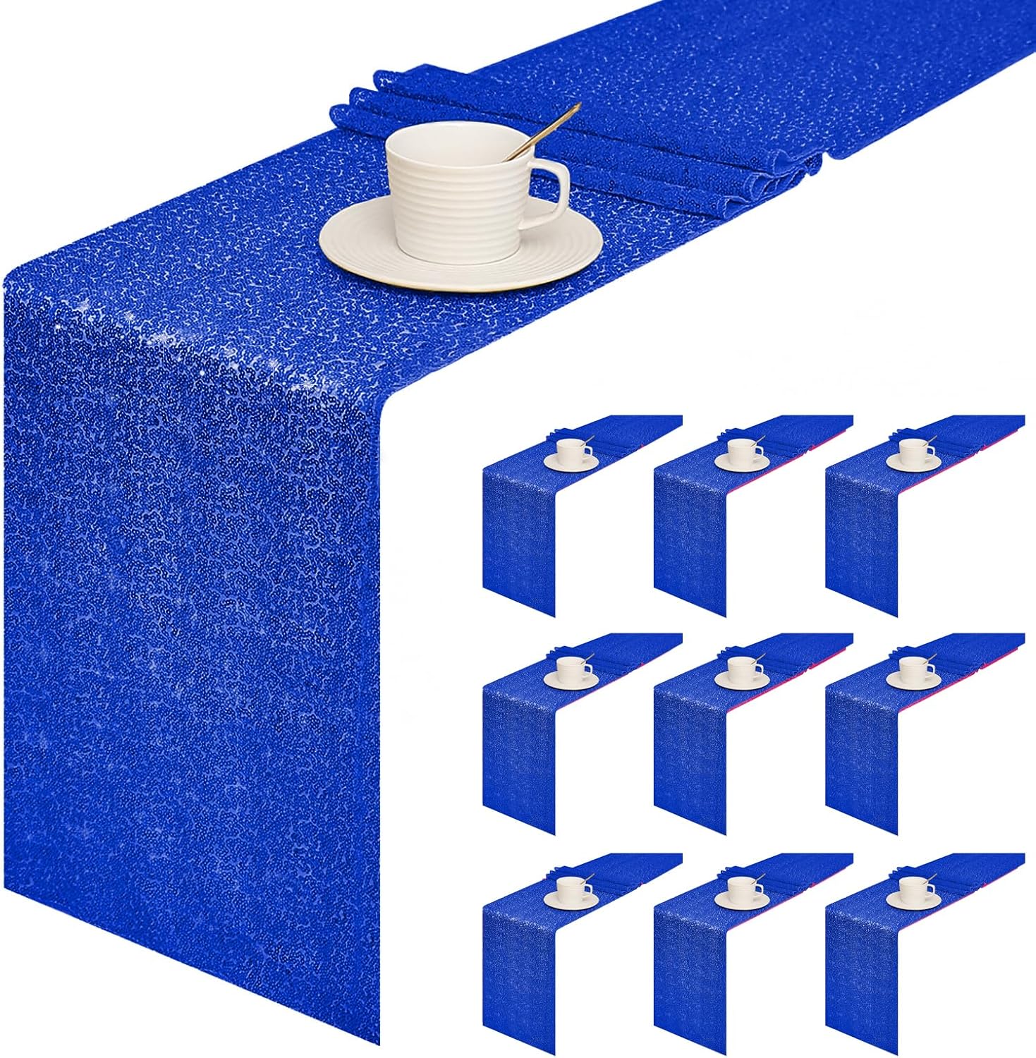 Royal Blue Sequin Table Runner 12 x 72 in for Events and Parties