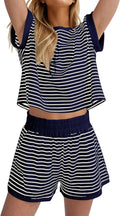 MISSACTIVER Stripe Knit 2-Piece Lounge Set Women - Summer Comfort Sets