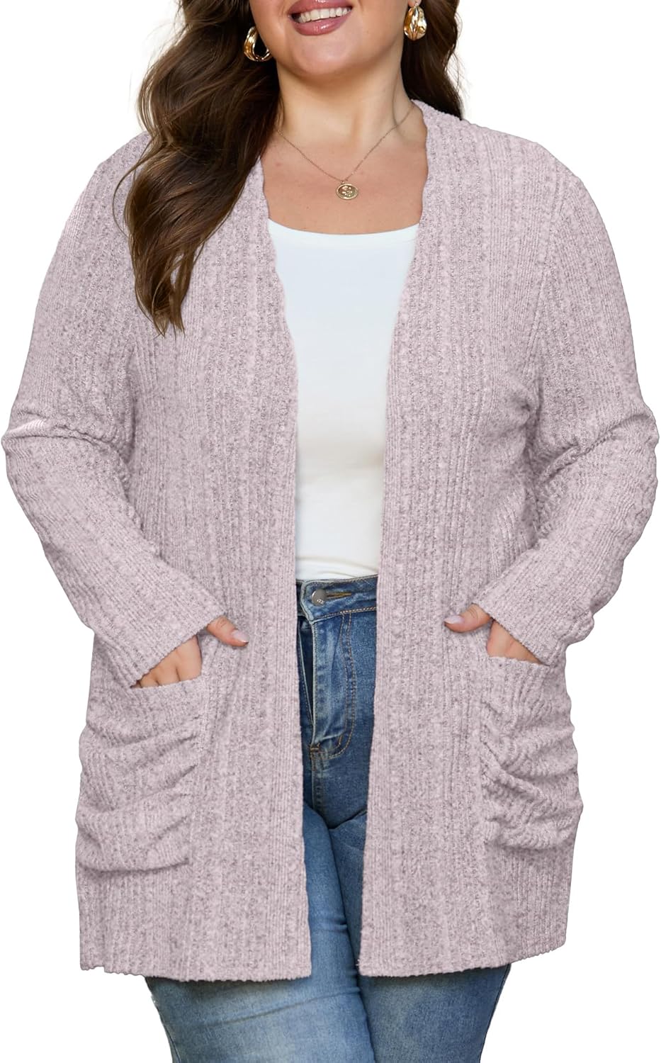 Plus Size Cardigan for Women - Lightweight Soft Knit Sweater