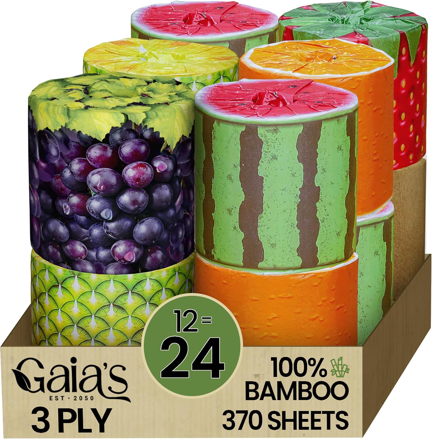 Gaias Premium Bamboo Toilet Paper - Eco-Friendly 12 Mega Rolls