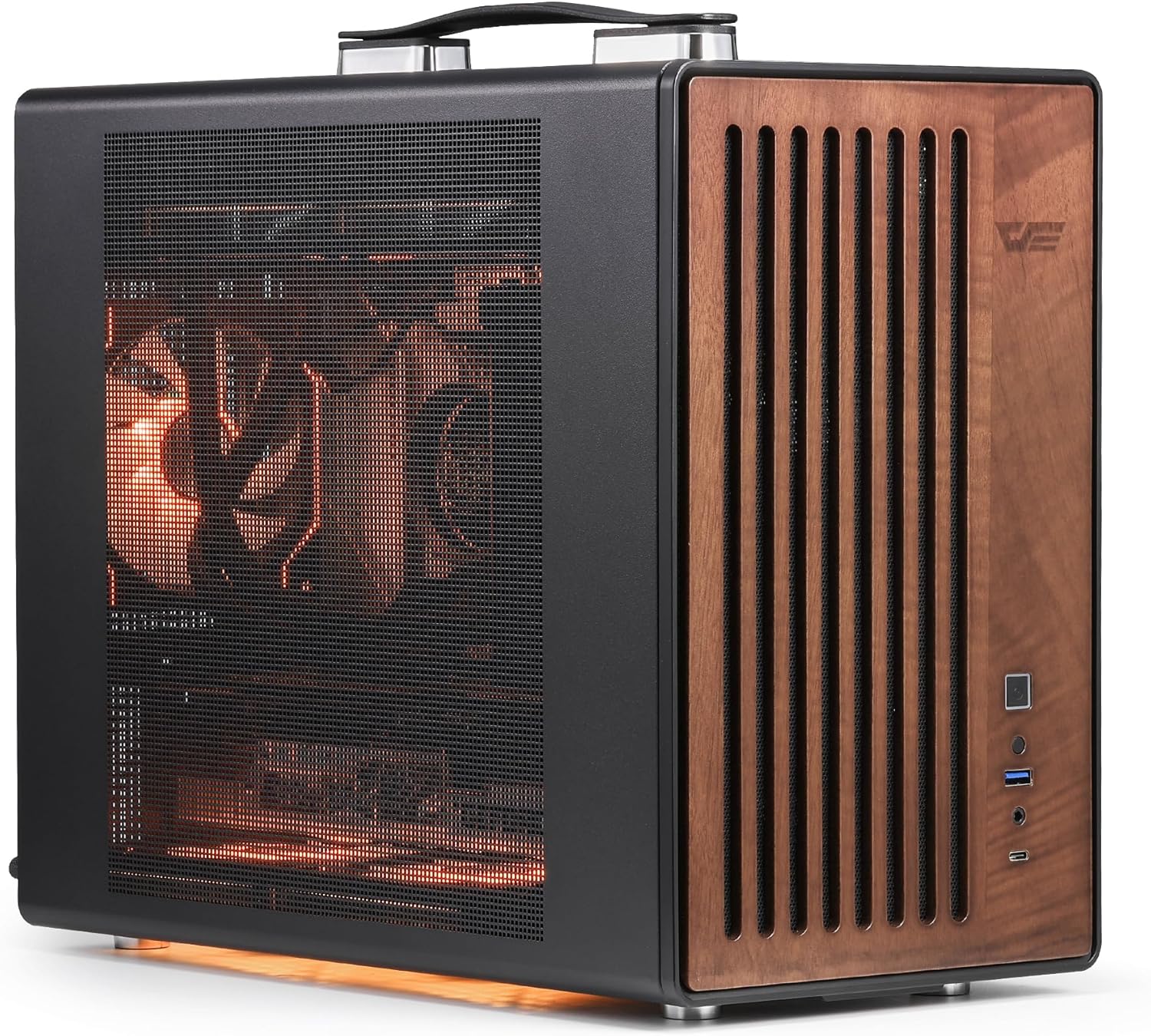 darkFlash WD200 Portable Micro-ATX PC Case with Walnut Wood