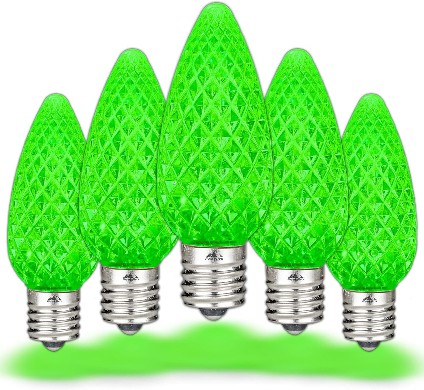 C9 Diamond Faceted Green LED Outdoor Light Bulbs for Events