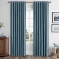 Blackout Linen Curtains Stone Blue 42 x 84 in - Room Darkening