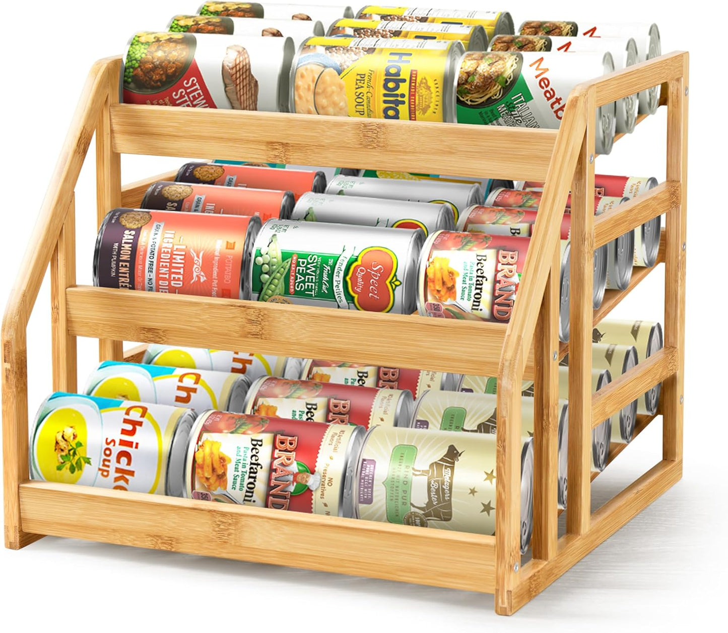 3-Tier Bamboo Pantry Can Organizers for Efficient Storage