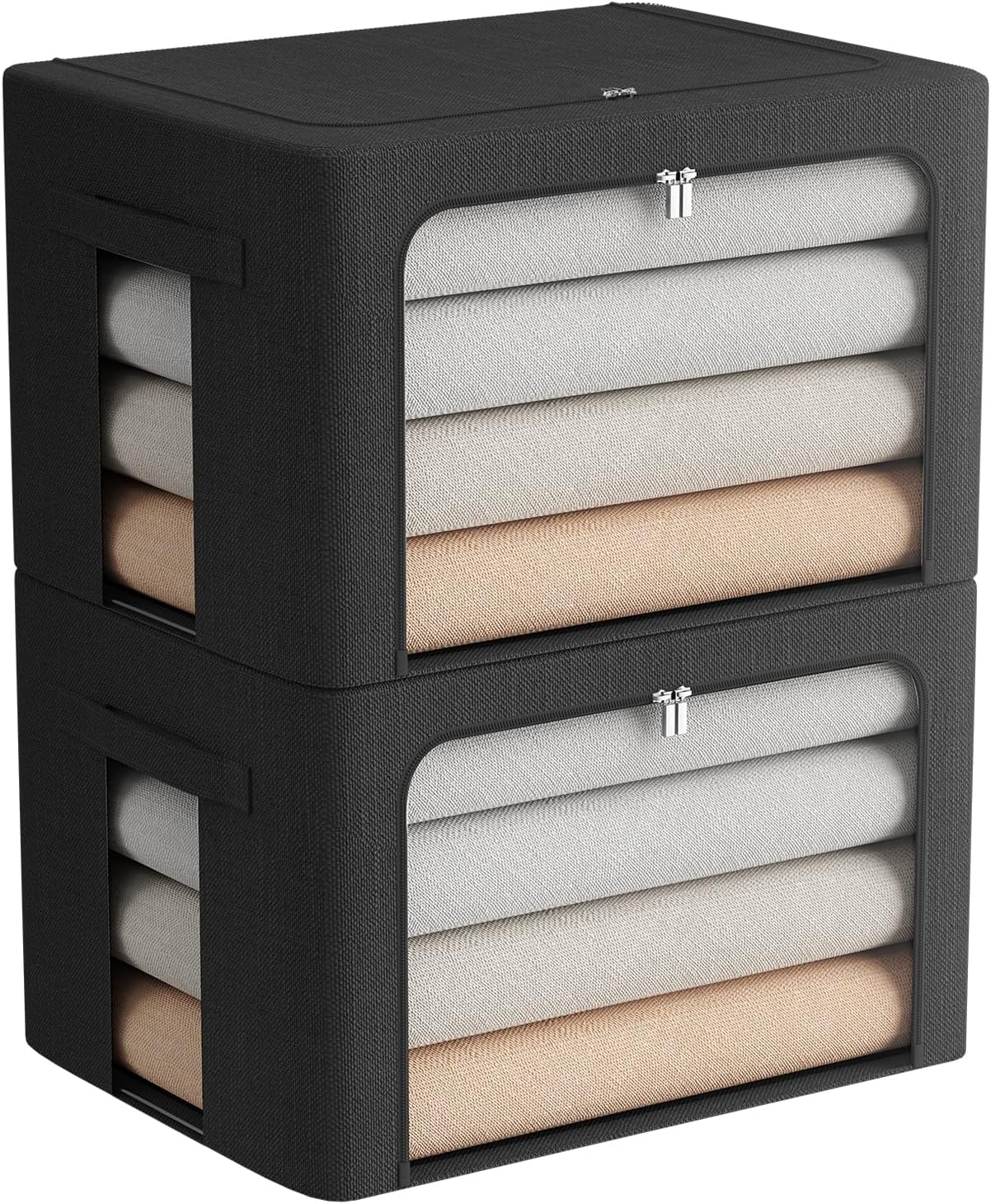 2 Pack Stackable Clothes Storage Bins with Clear Window