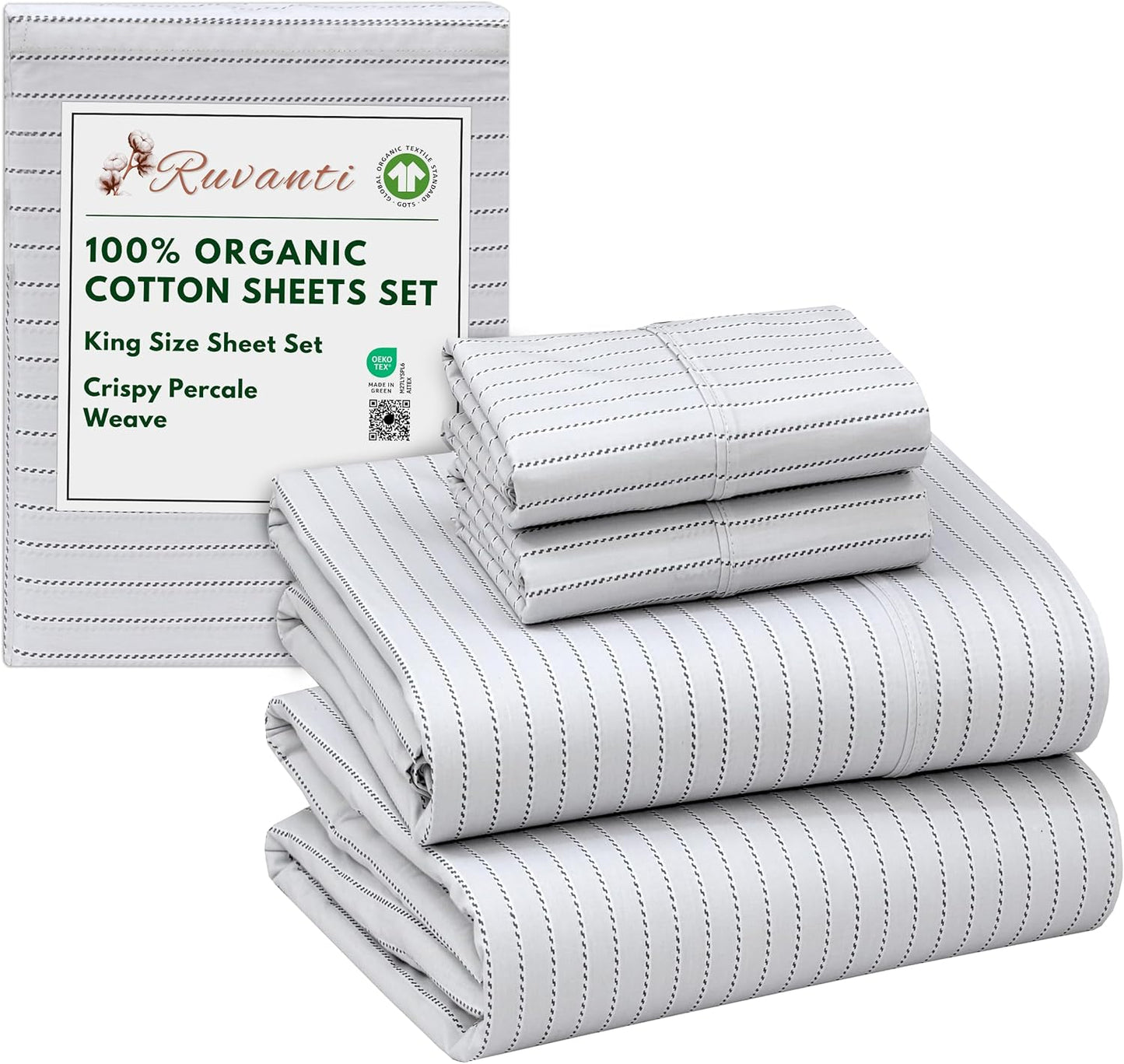 100% Organic Cotton King Size Sheets with Deep Pocket Fit
