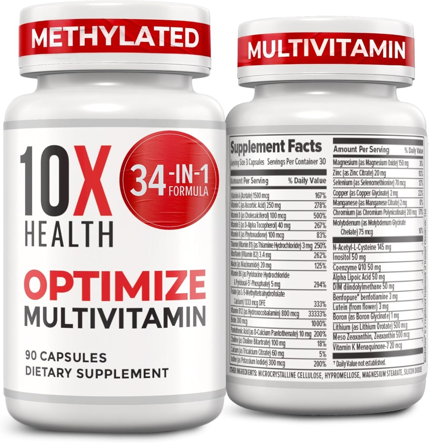10X Optimize Methylated Multivitamin for Men - 90 Capsules