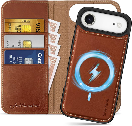 SHIELDON 2-in-1 Wallet Case for iPhone Air - Retro Brown Style