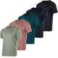 Mens V-Neck 5-Pack Dry-Fit Athletic Performance T-Shirts - Stylish Fit