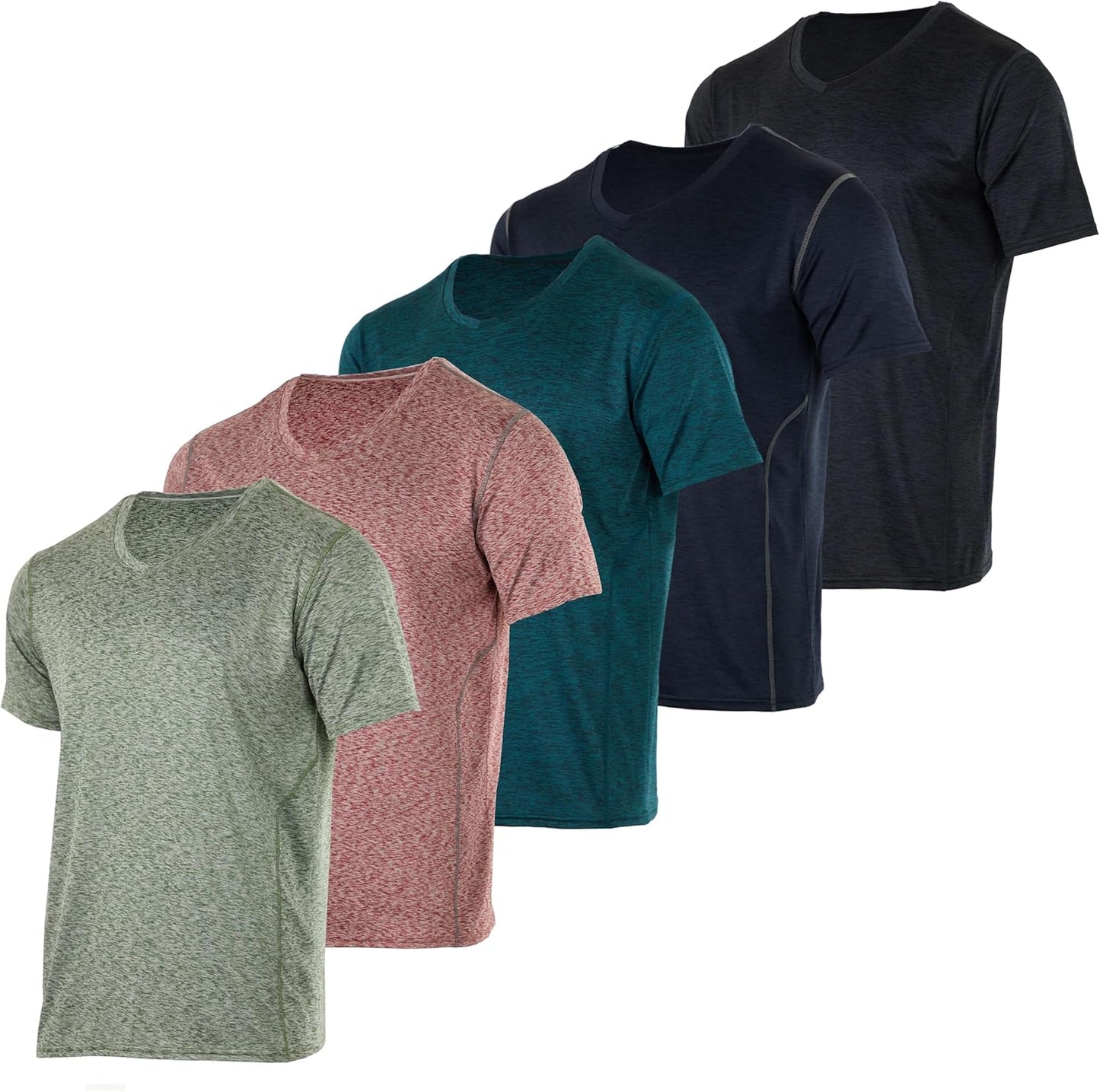 Mens V-Neck Dry-Fit Moisture Wicking Active T-Shirt Pack