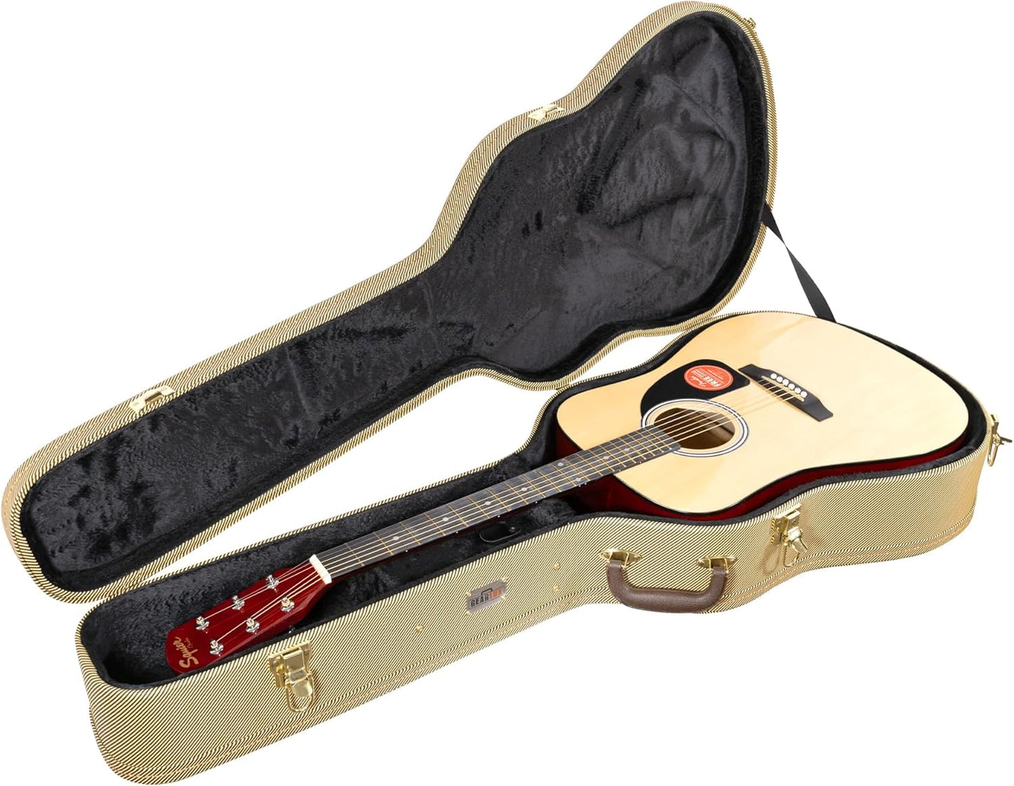 Gearlux Tweed Acoustic Guitar Case - Lock & Key, Plush Padding