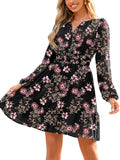 Simplee Womens Fall Floral Mini Dress 2025 - Flowy Boho Short Dress