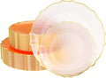 Tinted Plates 80 Piece Disposable Party Set - Coral Peach with Gold