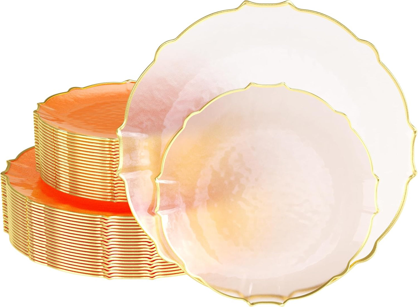 Exquisite Tinted Plates - 80 Piece Plastic Party Set for 40 Guests
