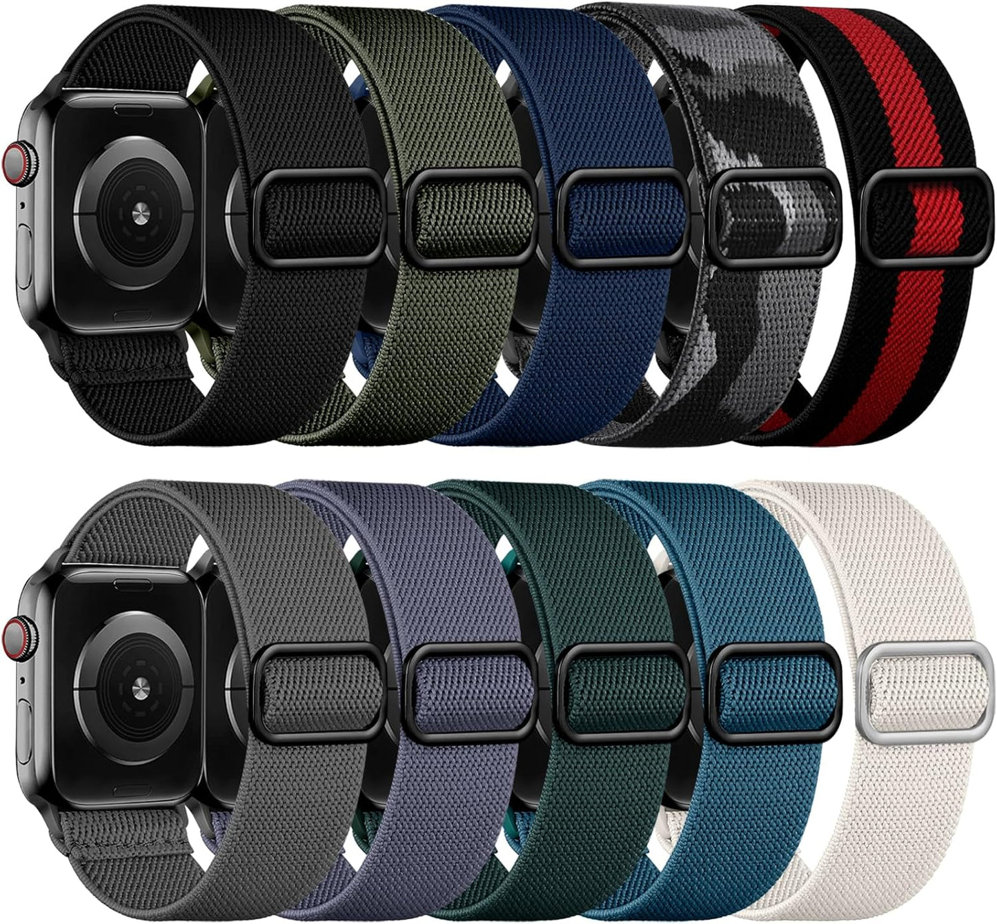 IMIVIO 10 Pack Stretchy Nylon Solo Loop Bands - Adjustable & Soft!