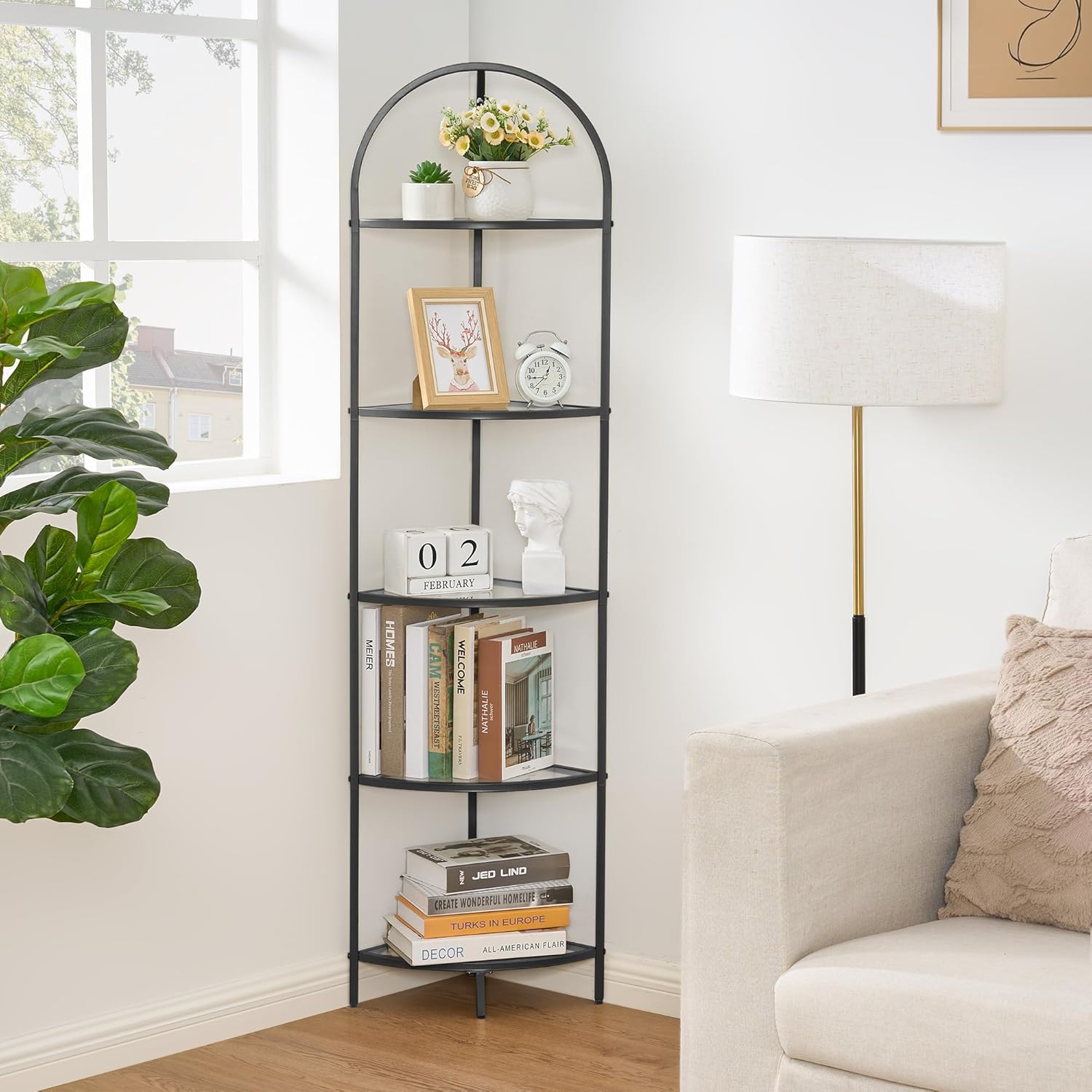5-Tier Corner Shelf Stand for Stylish Home Storage Solutions